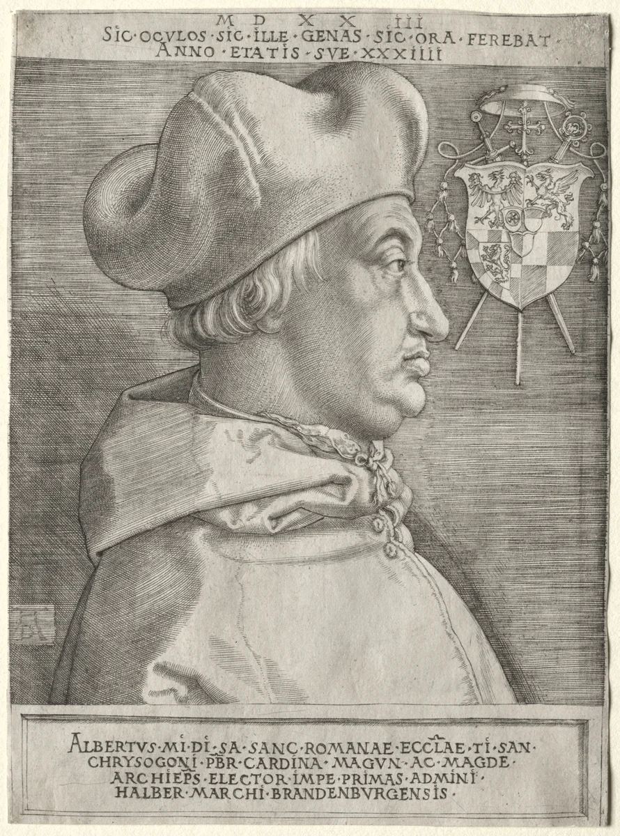 Cardinal Albrecht of Brandenburg - The Large Plate by Albrecht Dürer, print, 1523