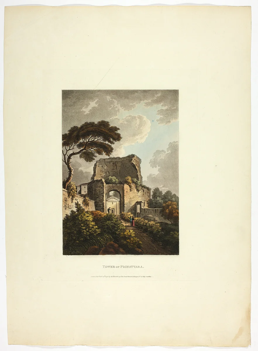 Tower of Pignattara, plate twenty-two from the Ruins of Rome by M. Dubourg, print, 1798