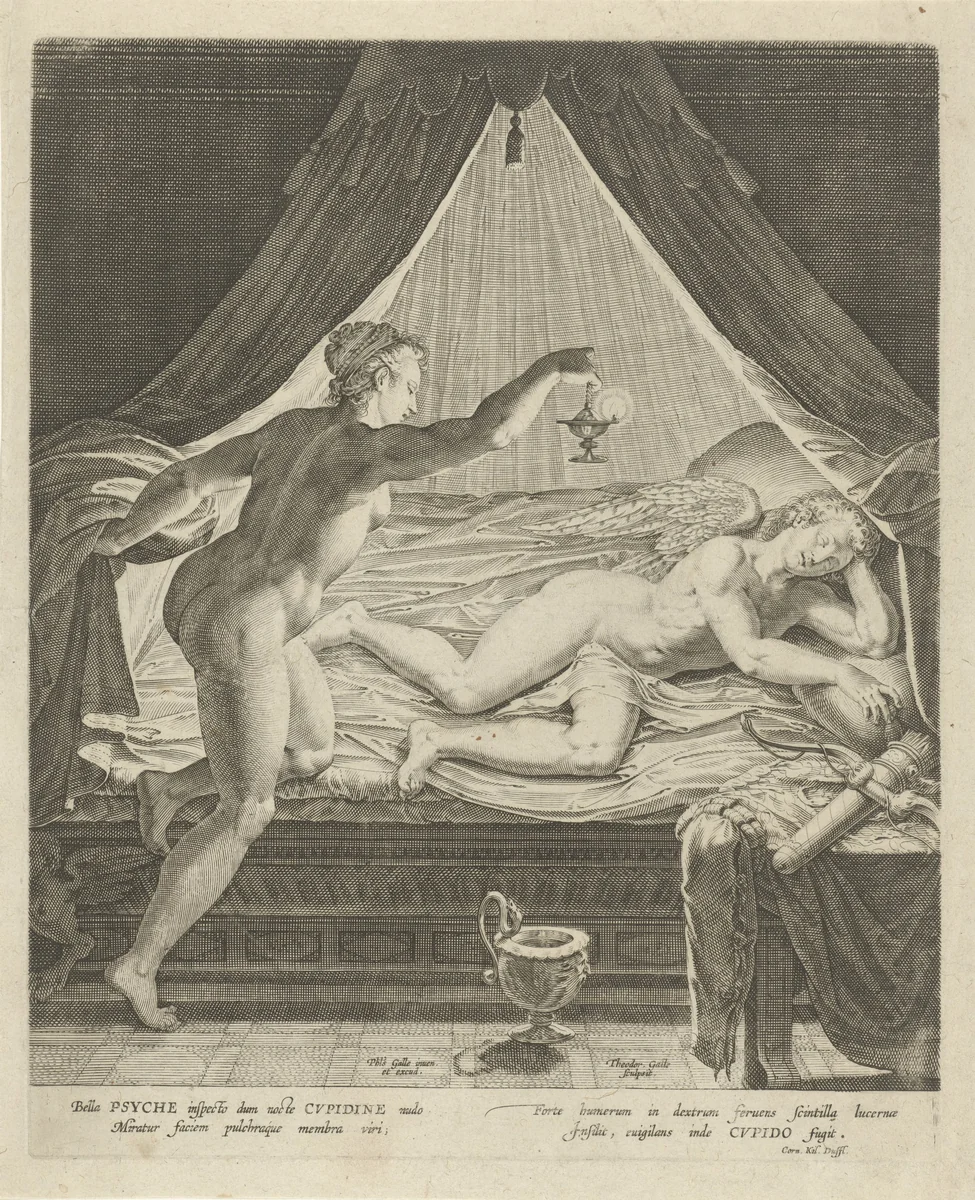 Amor en Psyche by Unknown, print, 1581-1612