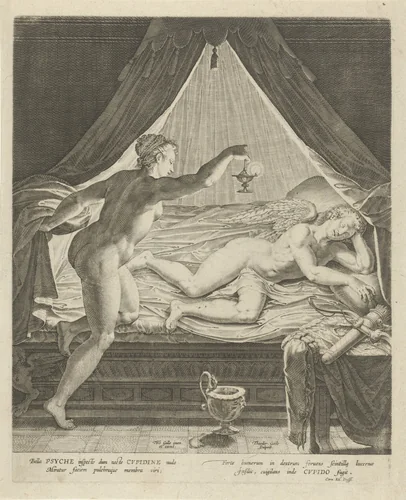 Amor en Psyche by Unknown, print, 1581-1612