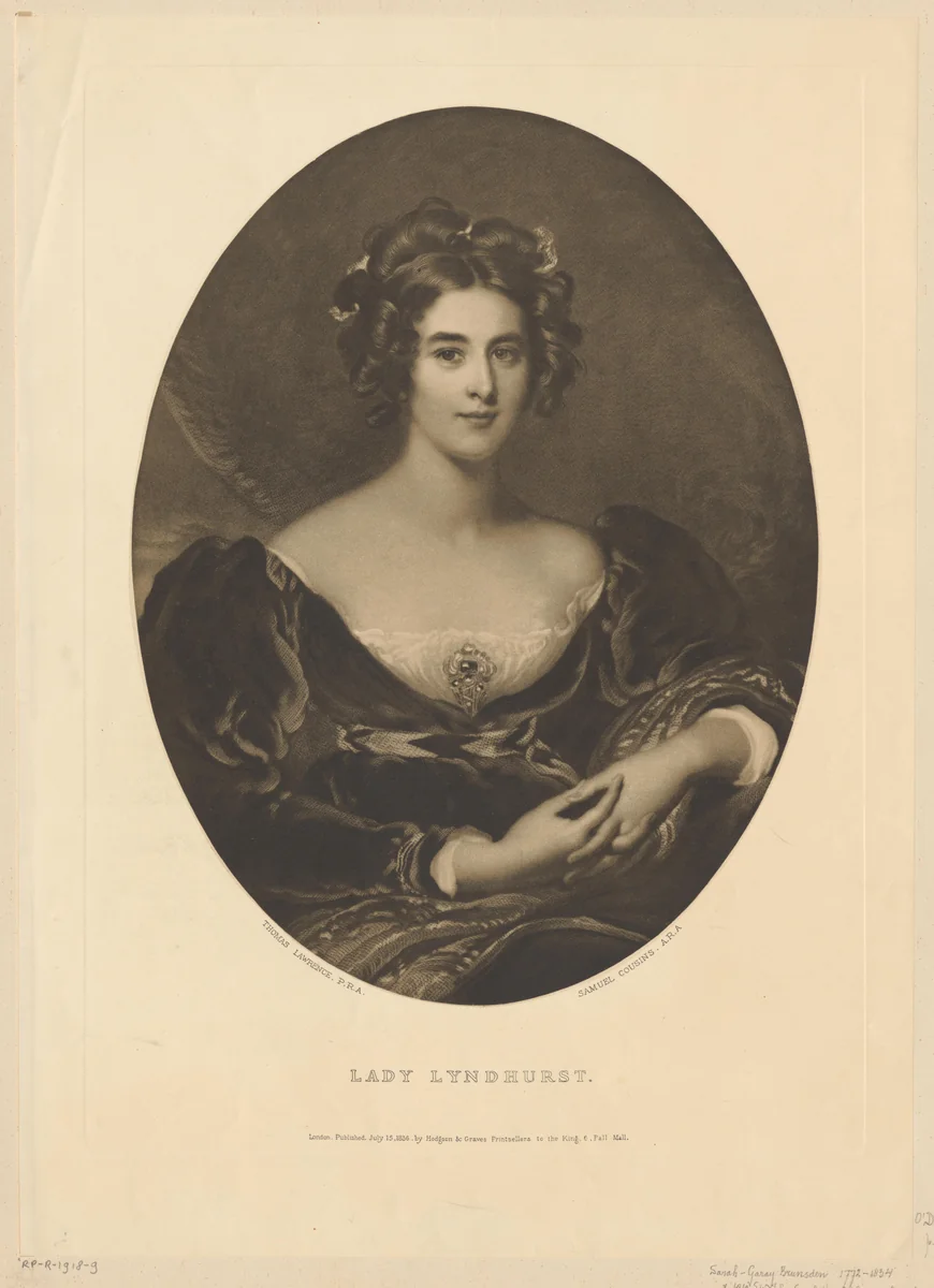 Portret van Sarah Garay Lyndhurst by anonymous, print, 1870-1915