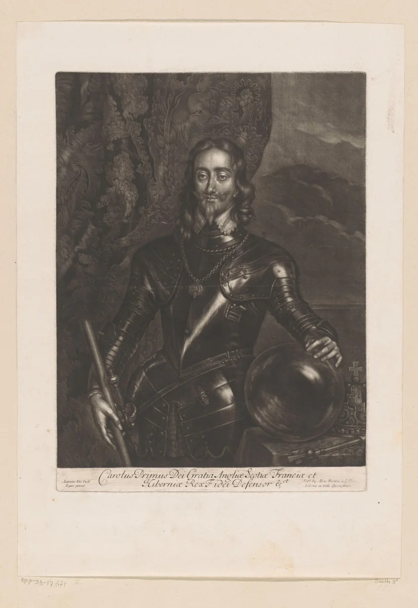 Portret van Karel I, koning van Engeland by Alexander Browne, print, 1680-1683