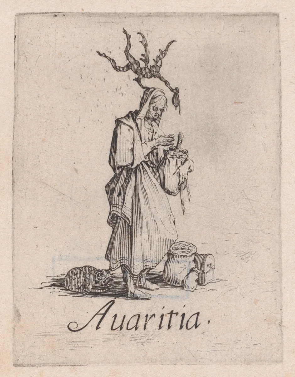 L'Avarice (Greed), from "Les Péchées Capitaux" (The Deadly Sins) by Jacques Callot, print, 1615-1625