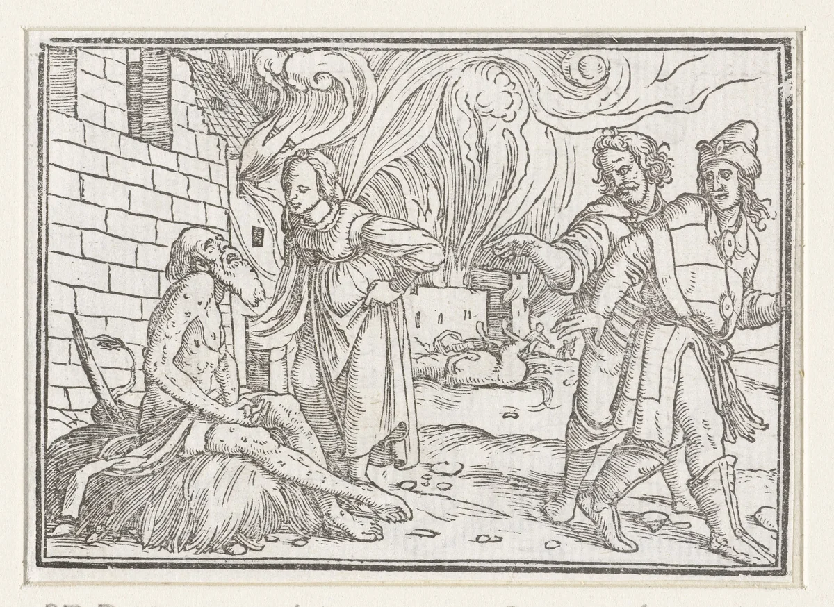 Job op de mesthoop by Hans Holbein, print, 1538