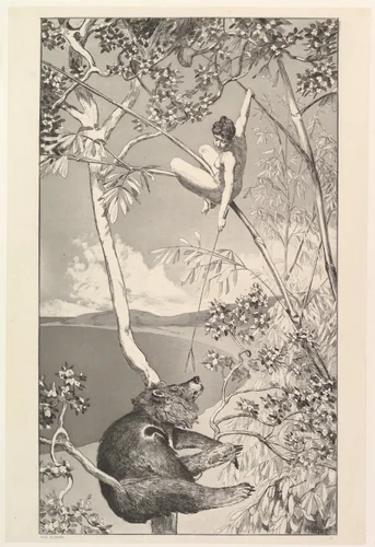 Bär und Elfe, from the series Intermezzi by Max Klinger, print, 1870-1920