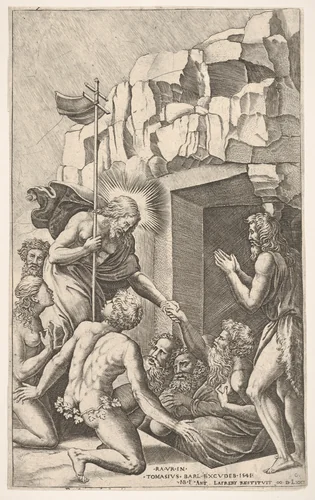Christ in Limbo, after Raphael by Nicolas Beatrizet, print, 1541