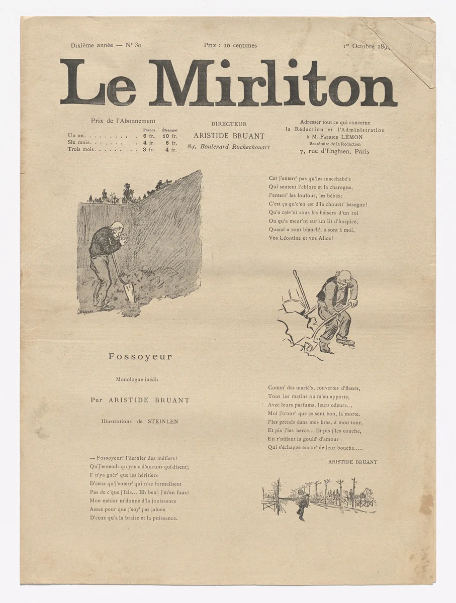 Le Mirliton, no. 30 by Théophile-Alexandre Steinlen, periodical, 1894