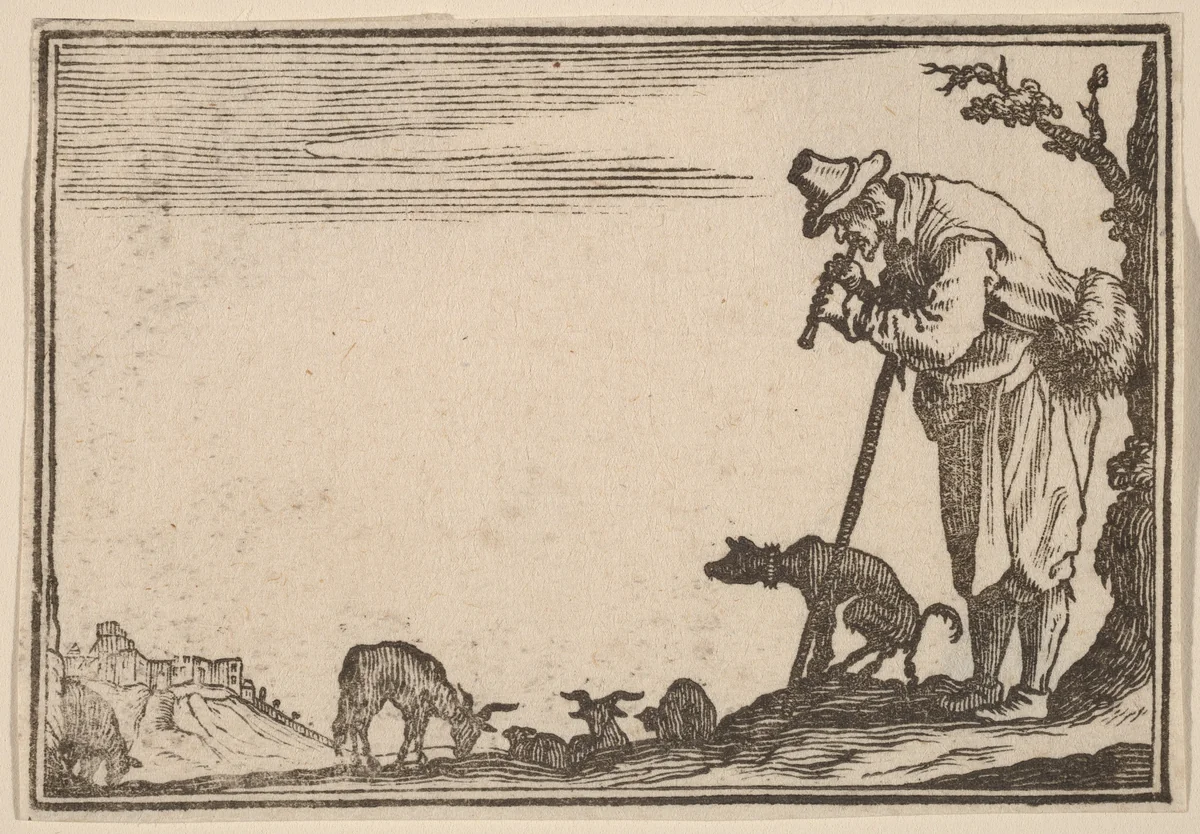 Shepherd Playing Flute by Edouard Eckman
Jacques Callot, print, 1621