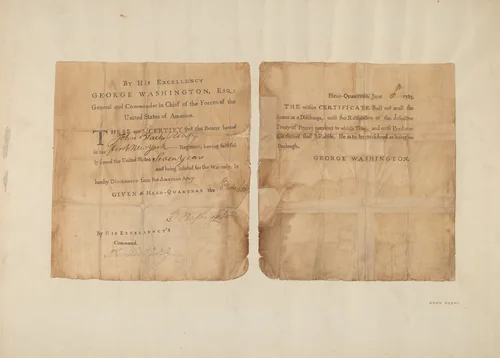 Certificate (army discharge) by John Koehl, index of american design, 1935-1942