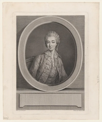 Portrait of Madame du Barry, after Drouais by Jacques Firmin Beauvarlet, print, 1760-1790