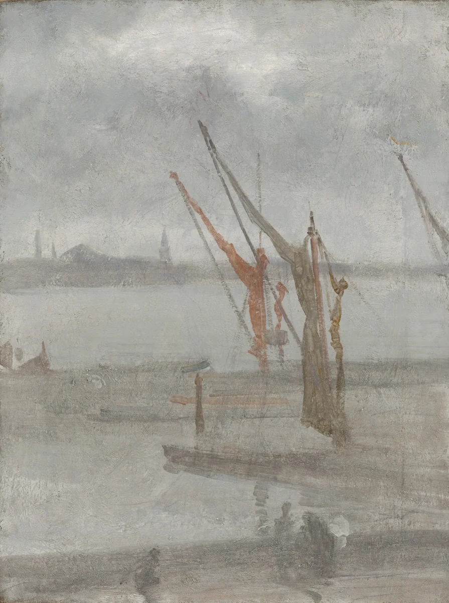 Grey and Silver: Chelsea Wharf by James McNeill Whistler, painting, 1864-1868