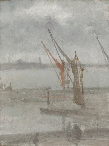 Grey and Silver: Chelsea Wharf by James McNeill Whistler, painting, 1864-1868