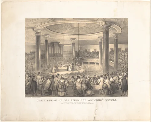 Distribution of the American Art-Union Prizes, at the Tabernacle, Broadway, December 24, 1847 by Francis d' Avignon, print, 1848