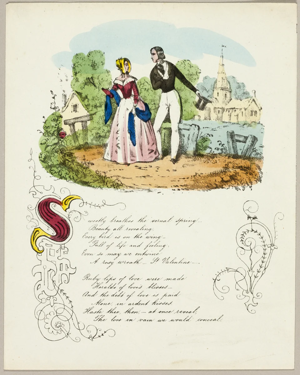 Sweetly Breaths the Vernal Spring (valentine) by Unknown Artist, other, 1837-1847