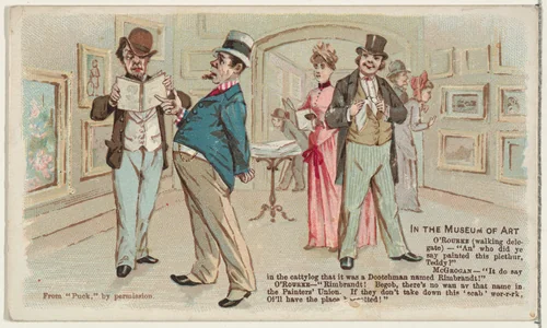 In the Museum of Art, from the Snapshots from "Puck" series (N128) issued by Duke Sons & Co. to promote Honest Long Cut Tobacco by W. Duke, Sons & Co., print, 1888