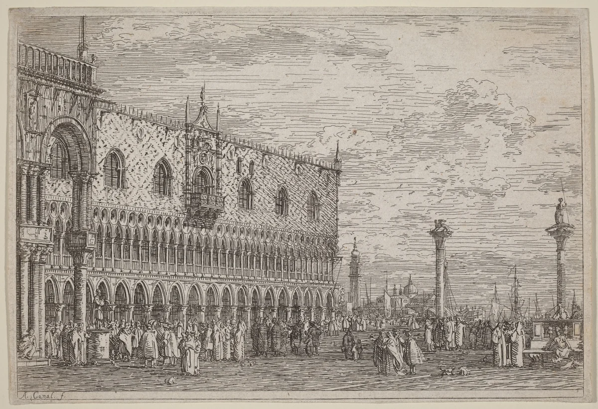 La Piera del Bando. V. by Canaletto, print, 1735-1746