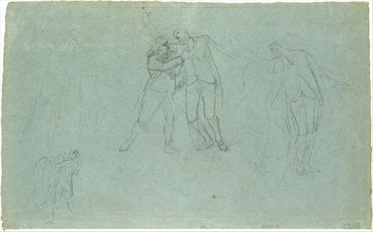 Study for "The Death of Major Peirson": Group of Dying French Officers by John Singleton Copley, artwork, 1782-1783