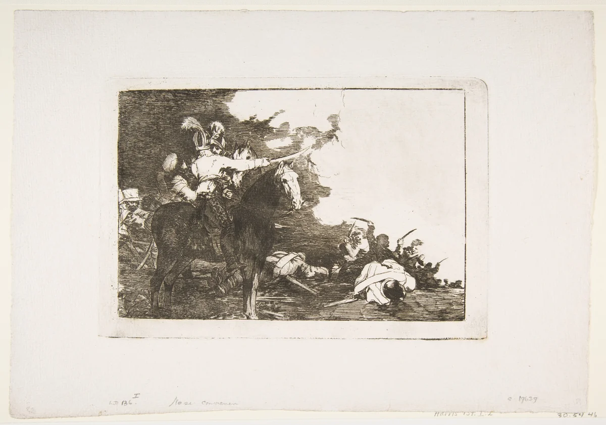 Plate 17 from 'The Disasters of War' (Los Desastres de la Guerra): 'They do not agree.' (No se convienen.) by Goya, print, 1805-1815