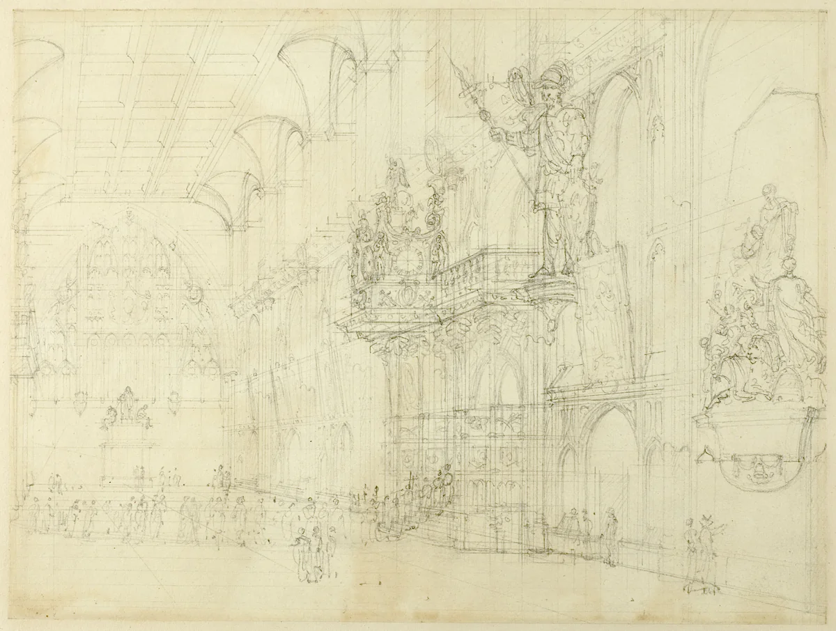 Study for Guild Hall, from Microcosm of London by Augustus Charles Pugin
Thomas Rowlandson, drawing, 1807-1808