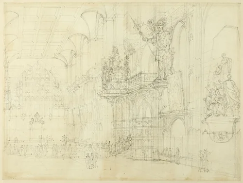 Study for Guild Hall, from Microcosm of London by Augustus Charles Pugin
Thomas Rowlandson, drawing, 1807-1808