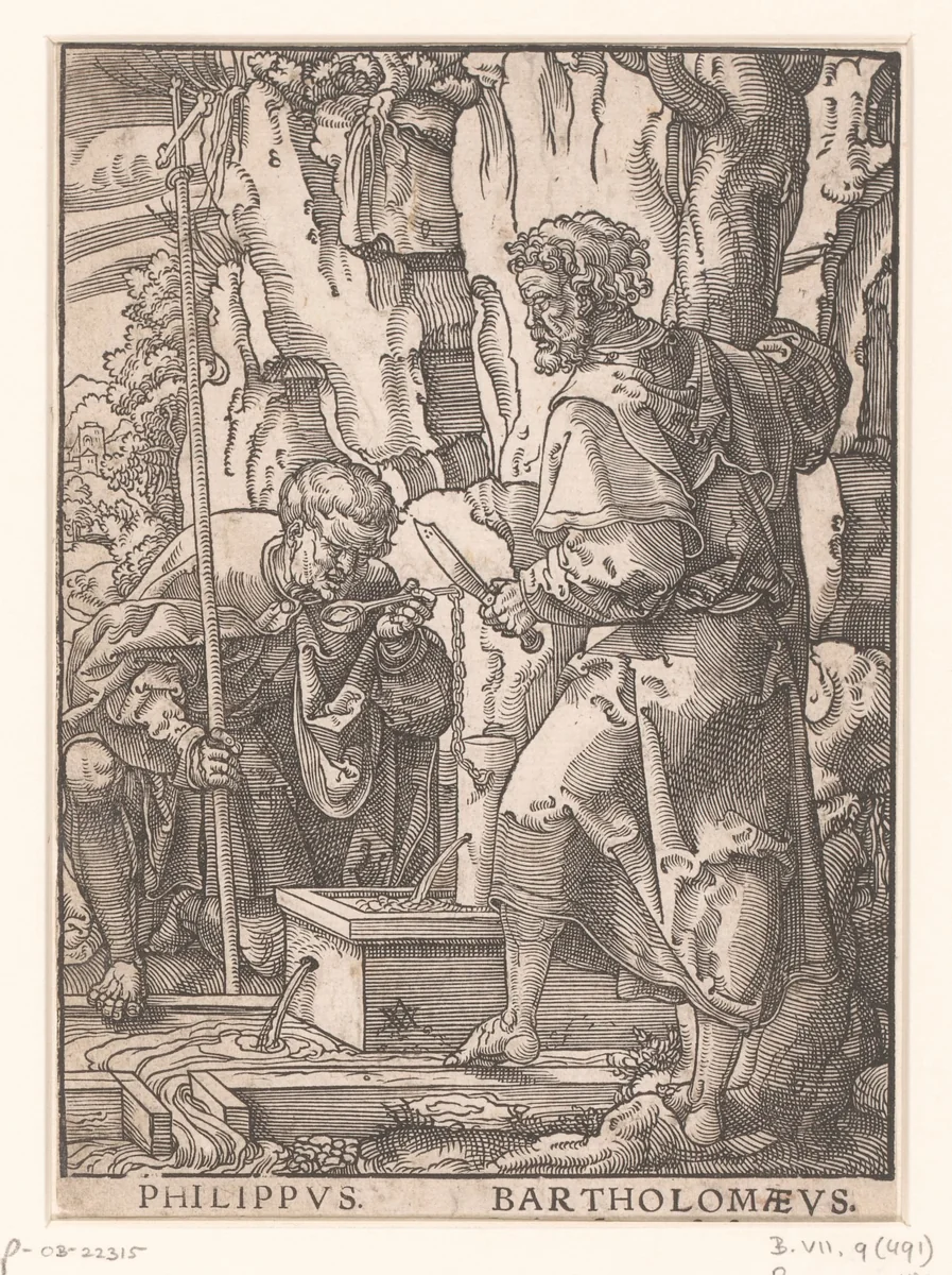 Apostelen Filippus en Bartolomeüs by anonymous, print, 1529