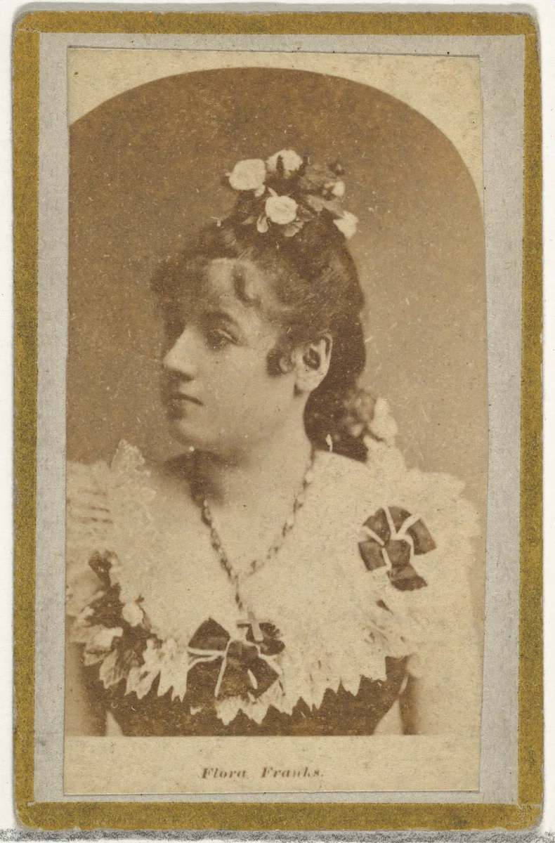 Flora Franks, from the Actresses and Celebrities series (N60, Type 2) promoting Little Beauties Cigarettes for Allen & Ginter brand tobacco products by Allen & Ginter, photograph, 1887