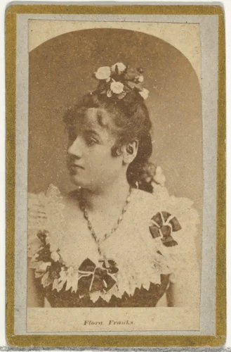 Flora Franks, from the Actresses and Celebrities series (N60, Type 2) promoting Little Beauties Cigarettes for Allen & Ginter brand tobacco products by Allen & Ginter, photograph, 1887