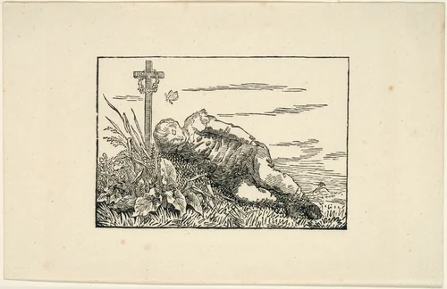 Young Man Lying on a Grave by Caspar David Friedrich, print, 1803-1804