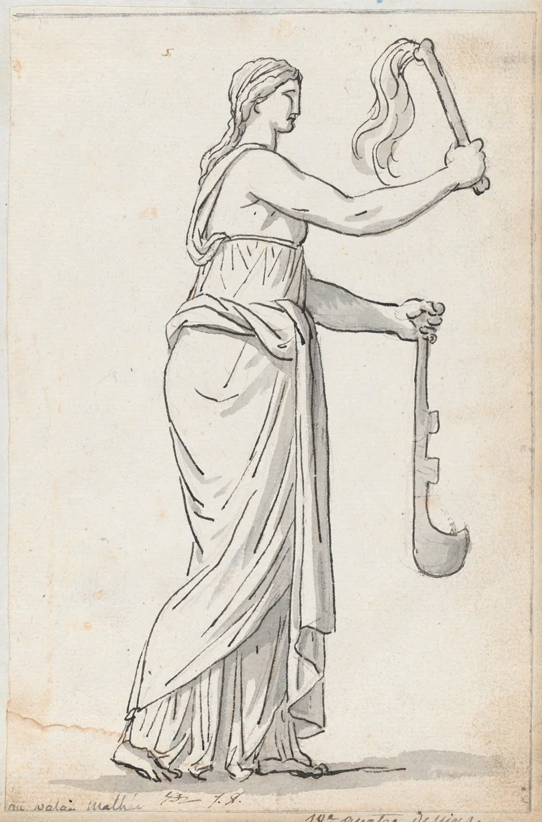 Woman from a Procession, from the Palazzo Mattei by Jacques-Louis David, drawing, 1775-1780