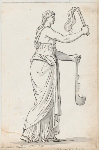Woman from a Procession, from the Palazzo Mattei by Jacques-Louis David, drawing, 1775-1780