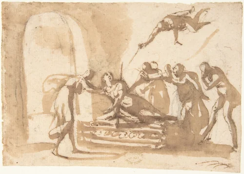 The Death of Dido by Francesco Allegrini, drawing, 1624-1663