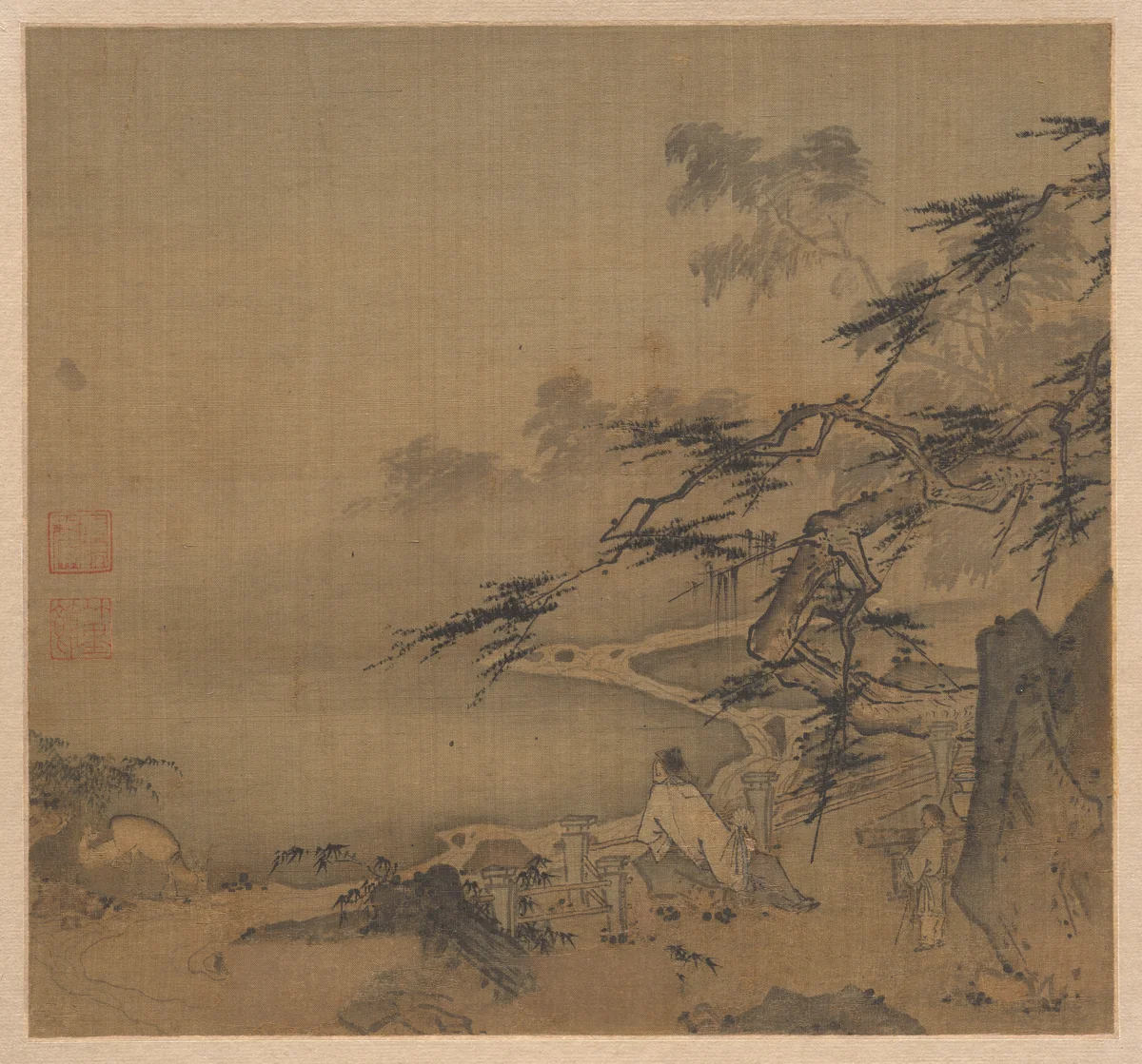 Watching the Deer by a Pine Shaded Stream by Ma Yuan, painting, 1127-1279