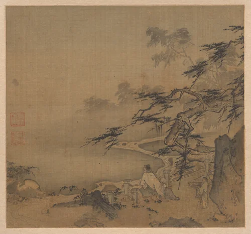 Watching the Deer by a Pine Shaded Stream by Ma Yuan, painting, 1127-1279