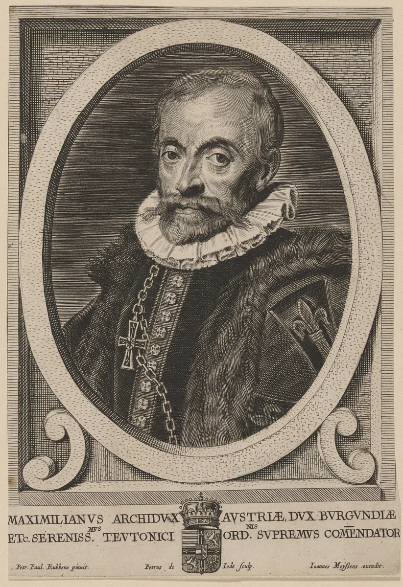 Maximilian II, Archduke of Austria by Pieter de Jode II; Sir Peter Paul Rubens; Joannes Meyssens, print, 1570-1634