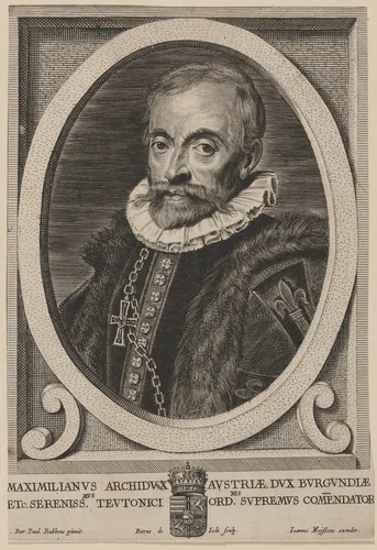 Maximilian II, Archduke of Austria by Pieter de Jode II; Sir Peter Paul Rubens; Joannes Meyssens, print, 1570-1634