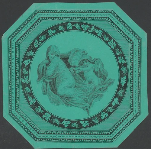 Liggende vrouw in een mantel met een putto met wierook by anonymous, print, 1800-1849