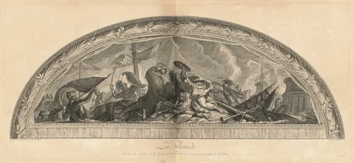 La Hollande Cintre du Salon de la Guerre sur L'Arcade qui donne entrée dans la Galerie (Holland, Center of the Salon of War in the Arcade that Opens into the Gallery) [pl. 39] by Jean-Baptiste Massé, print, 1752