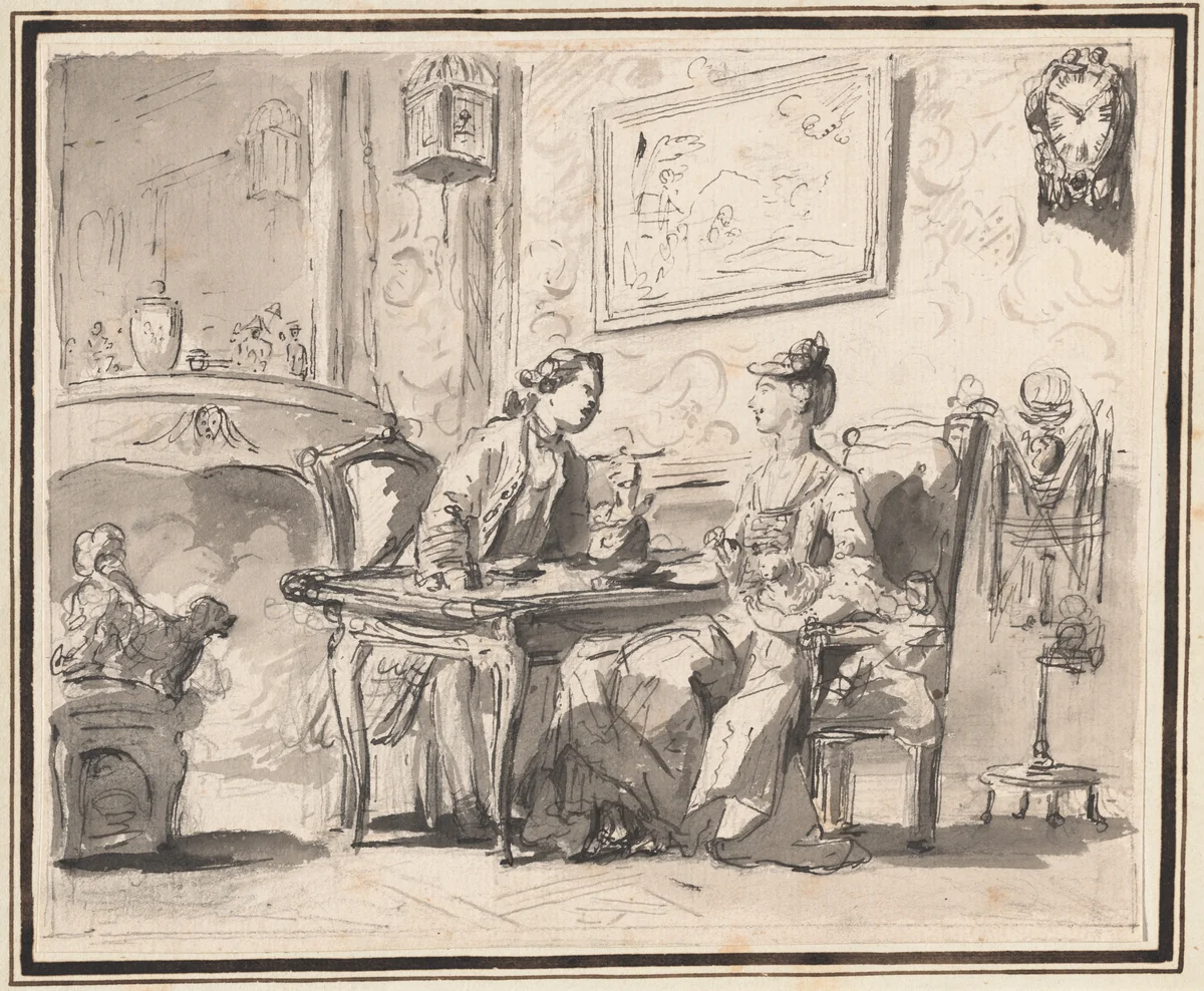 Conversation Piece by Sigmund Freudenberger, drawing, 1770-1779
