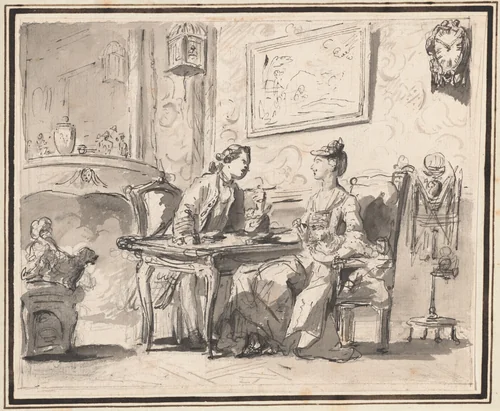 Conversation Piece by Sigmund Freudenberger, drawing, 1770-1779