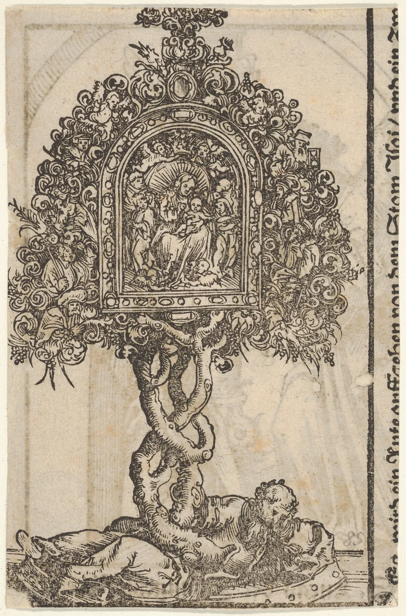 A Golden Reliquary with the Tree of Jesse, from the "Wittenberg Reliquaries" by Lucas Cranach, print, 1509
