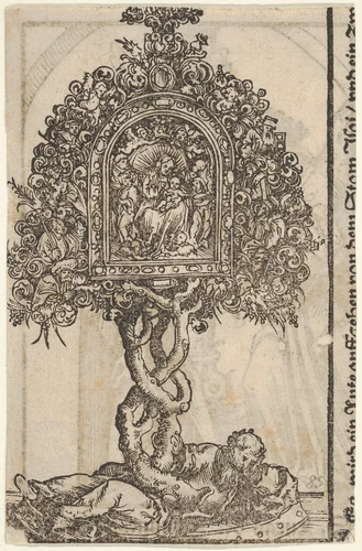 A Golden Reliquary with the Tree of Jesse, from the "Wittenberg Reliquaries" by Lucas Cranach, print, 1509