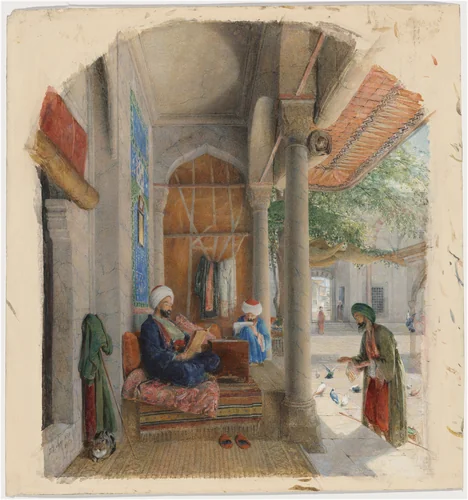 A Fakeer at the Door of a Mosque, Constantinople by John Frederick Lewis, drawing, 1863
