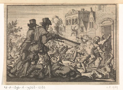 Moord op hervormden te Tirano, 1620 by Jan Luyken, print, 1698