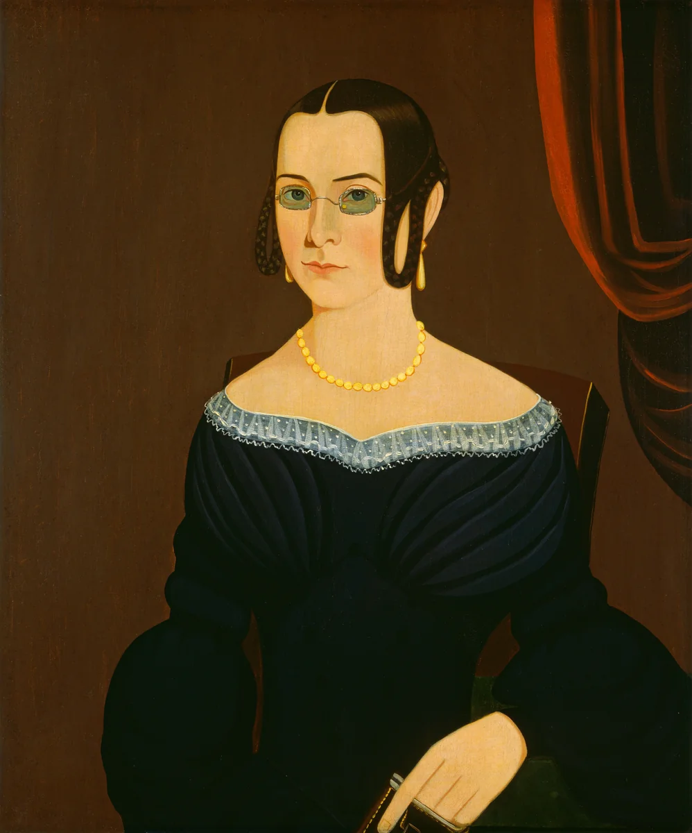 Lady Wearing Spectacles by American 19th Century, painting, 1840