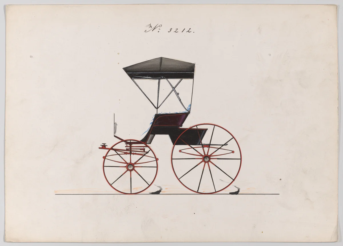 Design for Road Wagon or Buggy, no. 3212 by Brewster & Co., drawing, 1876