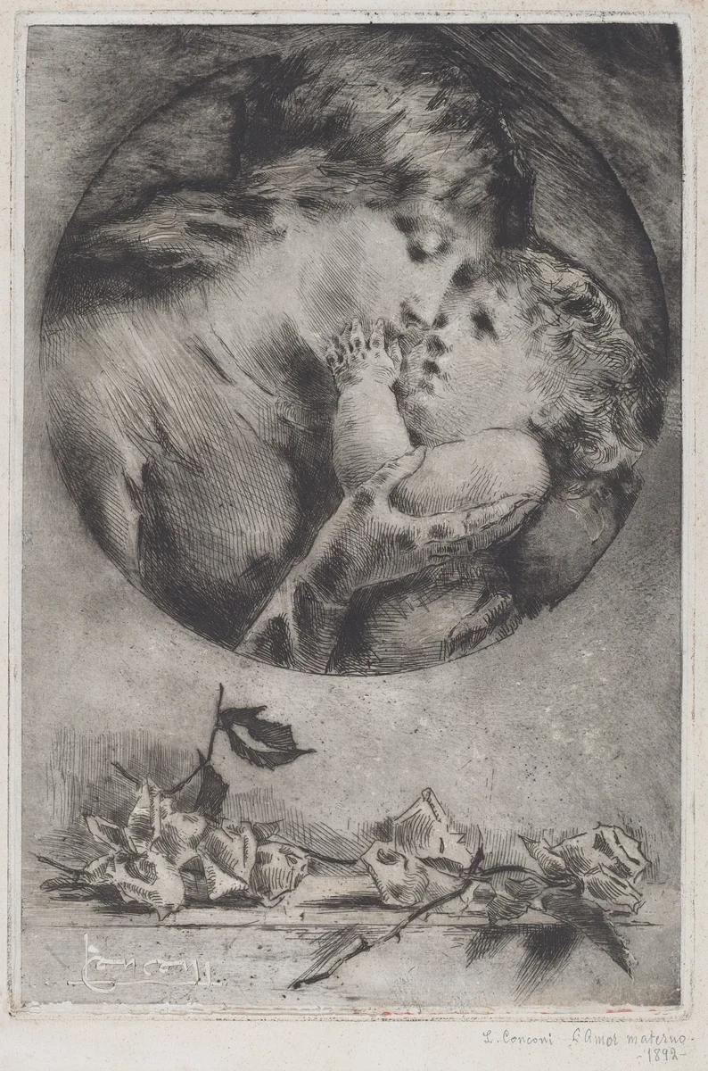 Maternal Love by Luigi Conconi, print, 1893