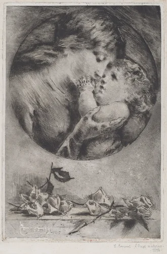 Maternal Love by Luigi Conconi, print, 1893