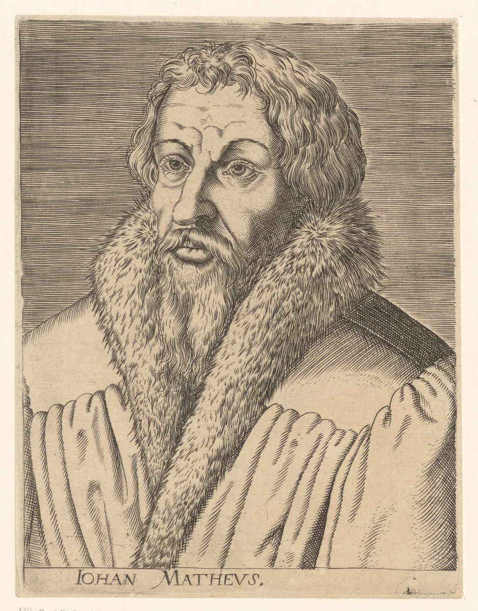 Portret van Johannes Mathesius by anonymous, print, 1563-1642