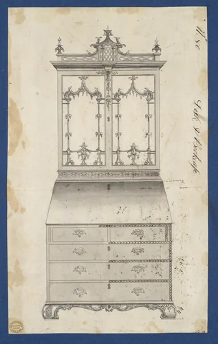 Desk and Bookcase, from Chippendale Drawings, Vol. II by Thomas Chippendale, drawing, 1753