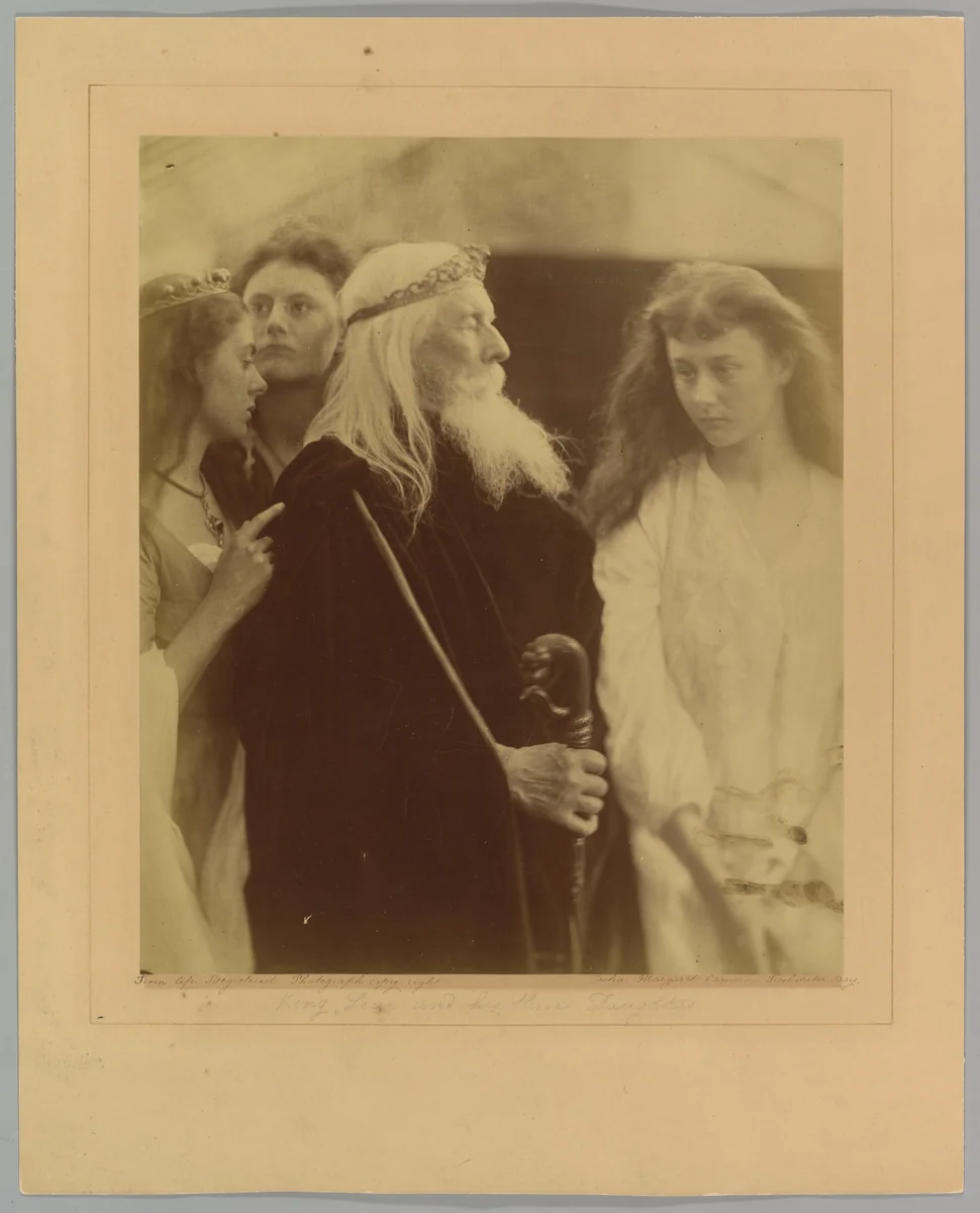 King Lear Alotting His Kingdom to His Three Daughters by Julia Margaret Cameron, photograph, 1872